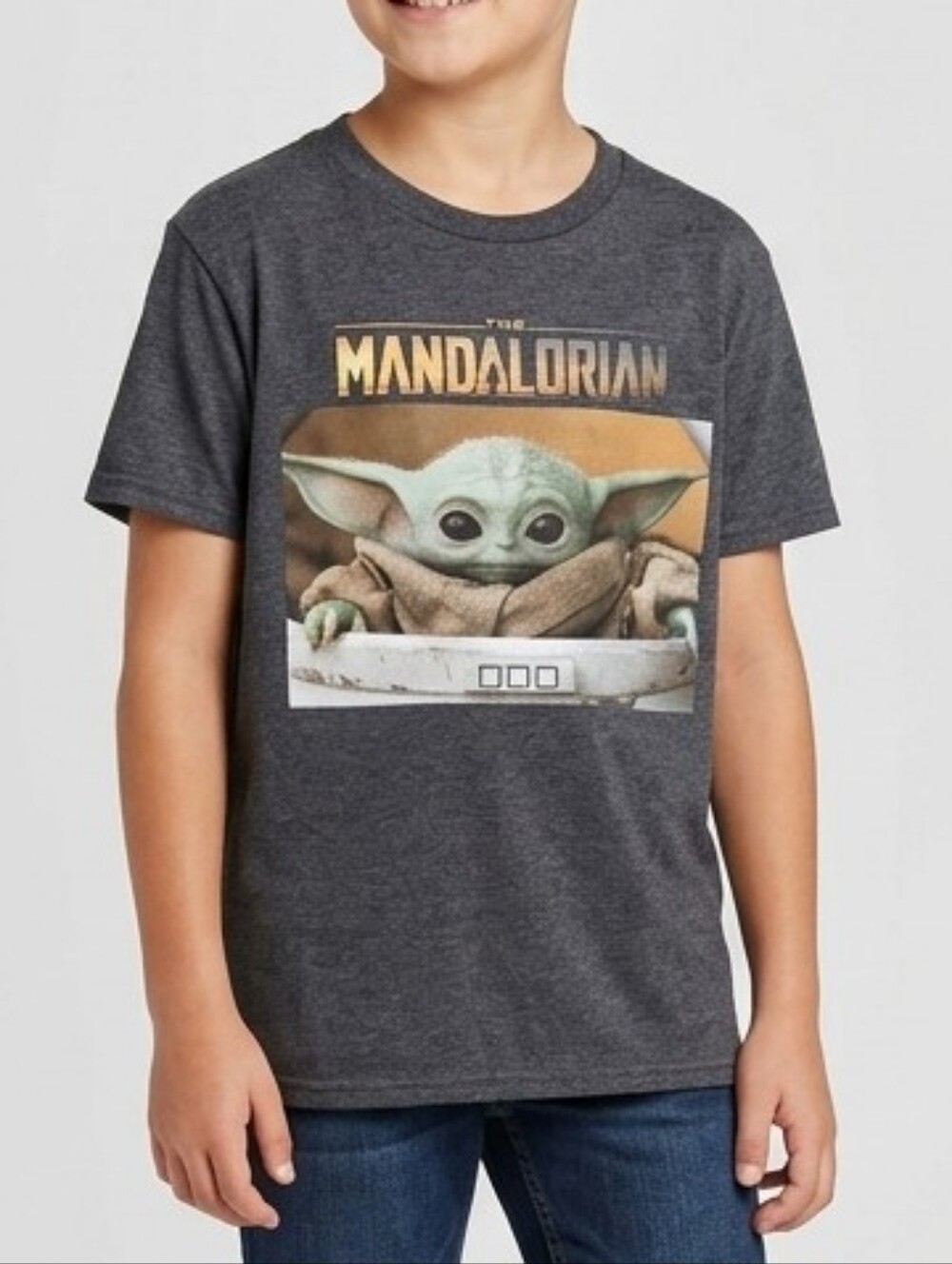 Star Wars Zuni Mandalorian Baby Yoda Graphic Tee Kids YXL Dark Gray